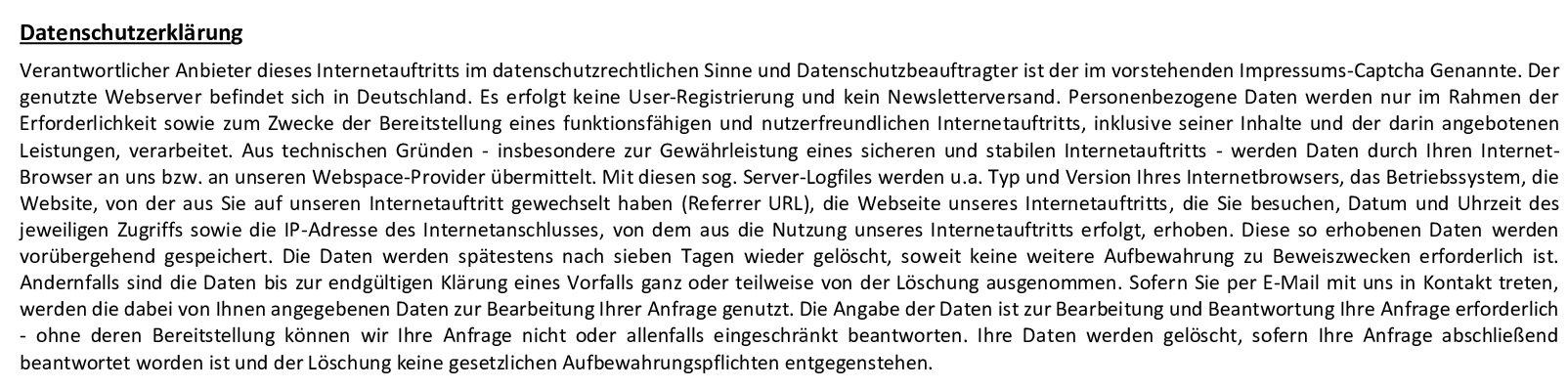 Datenschutzerklärung